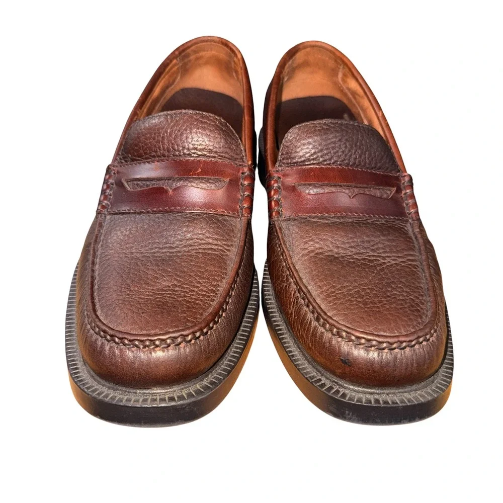 Cabelas Medway Moc Toe Mens‎ 9M Pre-Owned Penny Loafers Brown Pebbled Leather